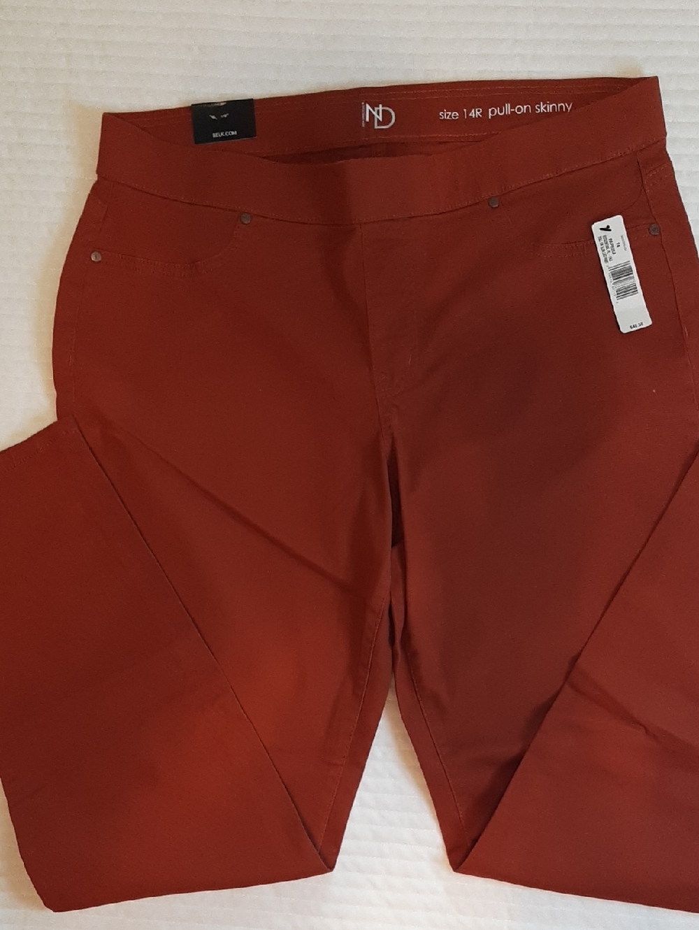 New Directions Women's 14 R Pull On Skinny Leg Pants Paprika Or Rust Color New